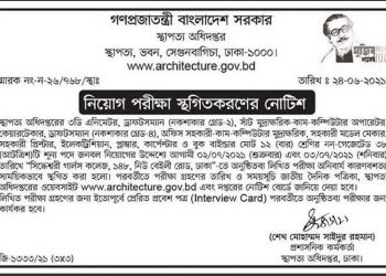 স্থাপত্য অধিদপ্তরের চাকরির পরীক্ষা স্থগিত, কারণ অনিবার্য