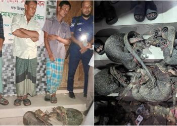 চট্টগ্রামে রশি বাঁধা অবস্থায় গুইসাপ উদ্ধার, ১০ হাজার টাকা জরিমানা