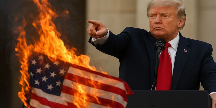 কারাদণ্ড-ভিসা বাতিল যুক্তরাষ্ট্রের পতাকা পোড়ালে : ট্রাম্পের আদেশ