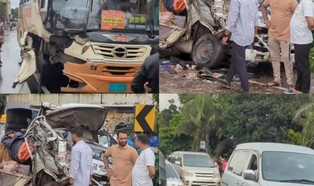 বাস-পিকআপ মুখোমুখি সংঘর্ষ পটিয়ায় , চালক নিহত