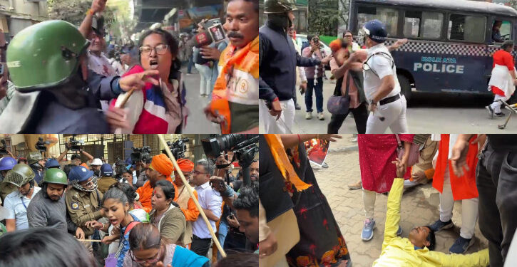 দিল্লিতে বাংলাদেশ হাইকমিশনের সামনে হিন্দুত্ববাদীদের বিক্ষোভ