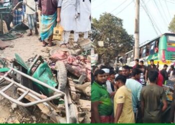 আনোয়ারা পিএবি সড়কে বাস নিয়ন্ত্রণ হারিয়ে দোকান ও সিএনজি লণ্ডভণ্ড